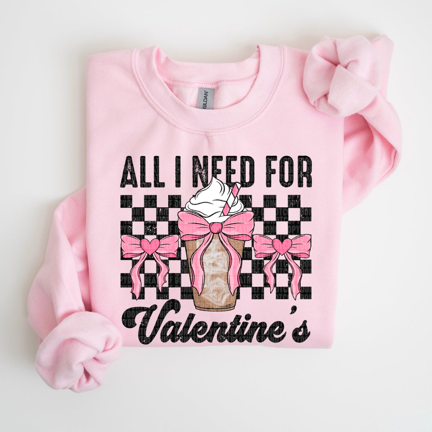 All I Need for Valentines Coffee Bow DTF Transfer