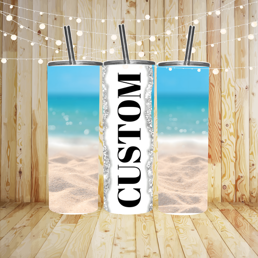 Custom Beach Tumbler Transfer or Finished Cup