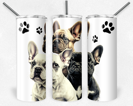 French Bulldogs TRANSFER or FINISHED Tumblers