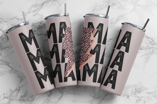 Mama Flash Pink/Grey Tumbler Transfer or Finished Cup
