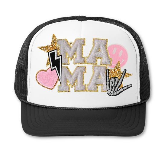 White Chenille Mama Hat Patch DTF or Sublimation