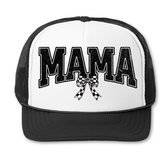 Mama Black Croquette Bow Hat Patch DTF or Sublimation