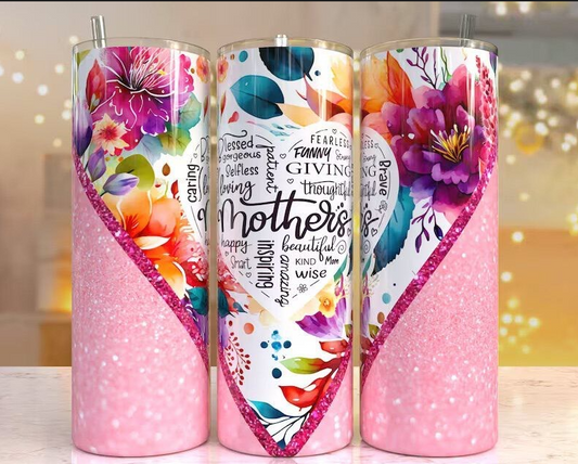 Mother's Day Vibrant Rainbow Floral Sublimation Tumbler Transfer or Finished Cup