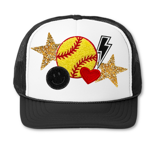 Faux Glitter Softball Hat Patch DTF or Sublimation
