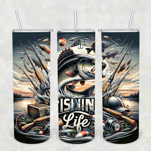 Fishing Life Tumbler Transfer or Finished Cup