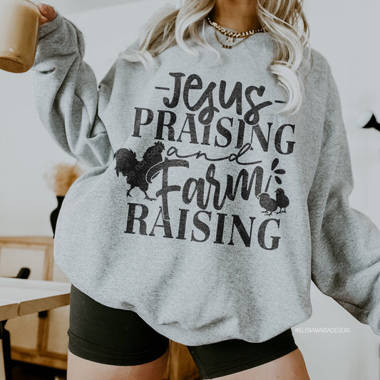 Jesus Praising Farm Raising DTF Transfer