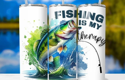 Fishing is my Therapy Tumbler Transfer or Finished Cup