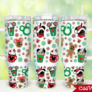 Mouse Christmas Snowflakes 40oz Sublimation Transfer or Finished Tumbler