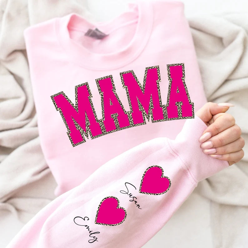 Mama Leopard Hearts (SET-comes with print and sleeve) DTF Transfer