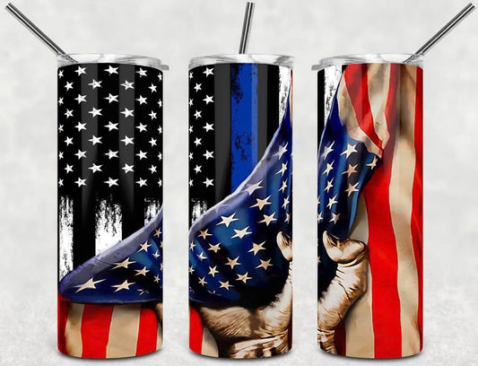 Back the Blue American Flag Sublimation TRANSFER OR FINISHED TUMBLER