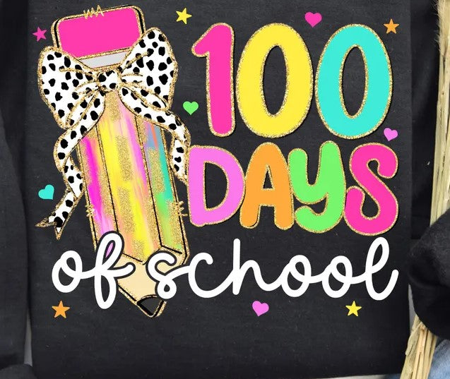 100 Days of School Pencil White DTF Transfer