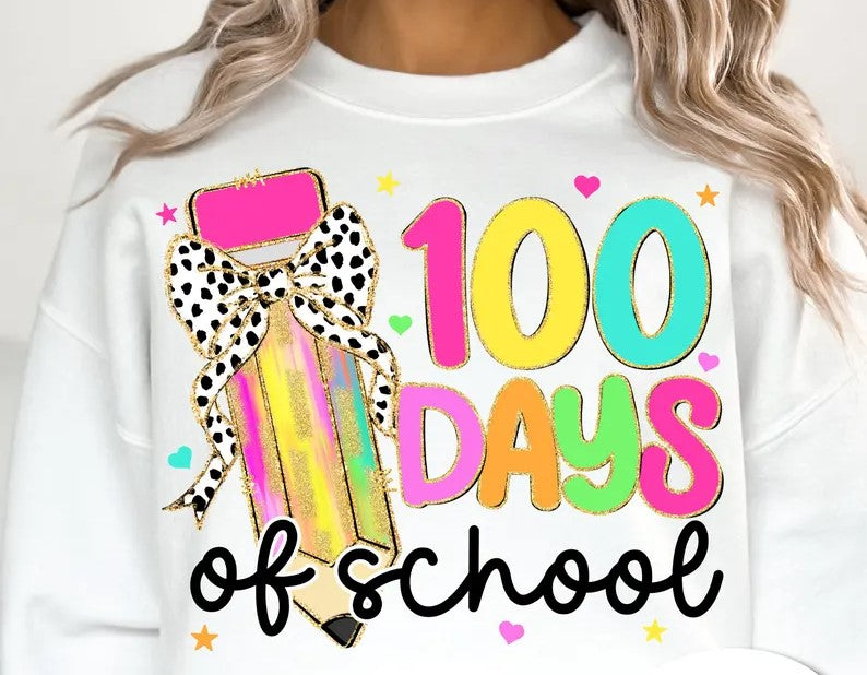 100 Days of School Pencil Black DTF Transfer