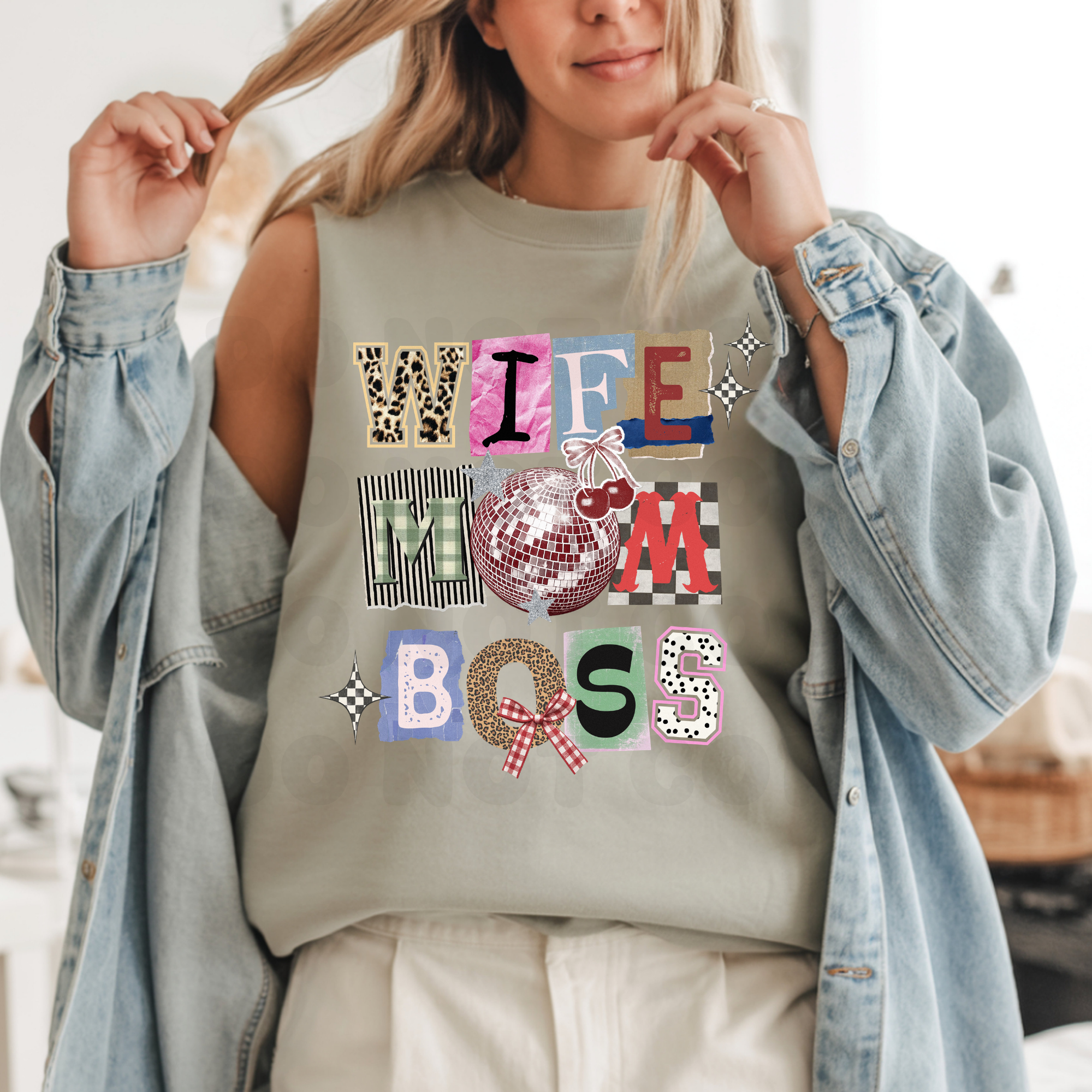 Wife Mom Boss Scrapbook Collage DTF Transfer