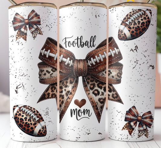 Football Mom Bow Tumbler Transfer or Finished Cup