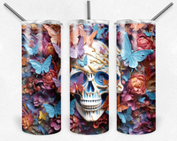 3D Skull Butterfly Sublimation TRANSFER OR FINISHED TUMBLER