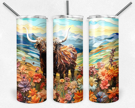 3d Highland Cow Tumbler Transfer or Finished Cup