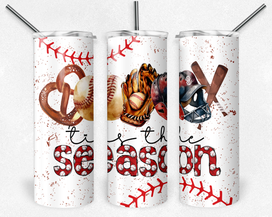 Tis the Season Baseball Sublimation Transfer or Finished Tumbler