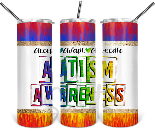 Autism Awareness Sublimation Transfer or Finished Tumbler