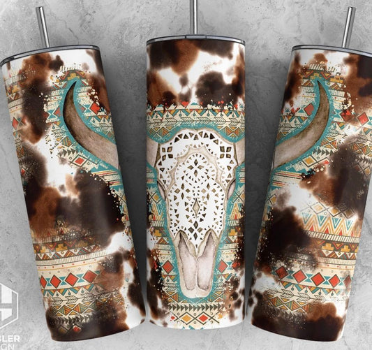 Cowhide Skull Sublimation Transfer or Finished Tumbler