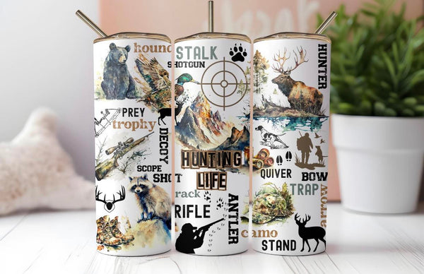 Hunting Life Terms Sublimation TRANSFER or FINISHED Tumblers