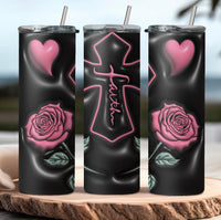 3D Faith Cross Tumbler Transfer or Finished Cup
