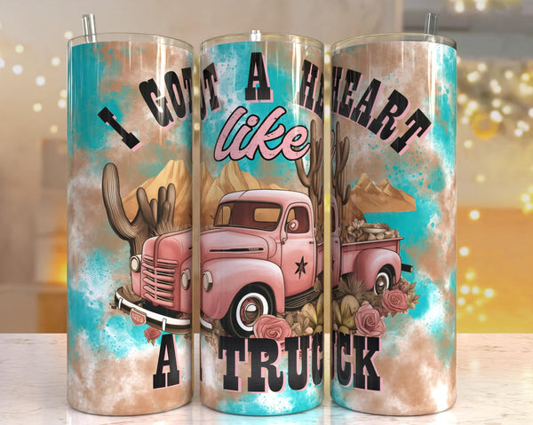 I got a Heart Like a Truck Sublimation TRANSFER or FINISHED Tumblers