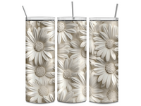 3D White flowers Sublimation TRANSFER OR FINISHED TUMBLER