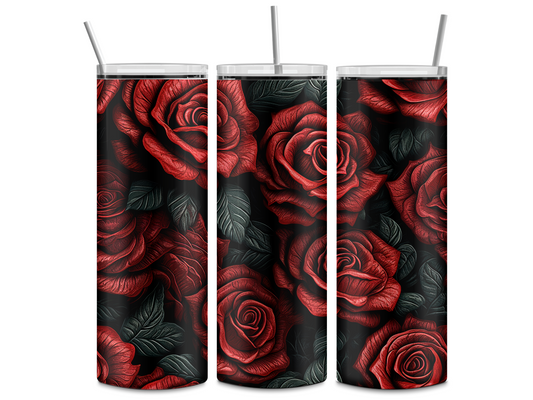 3D Red Roses Tumbler Transfer or Finished Cup
