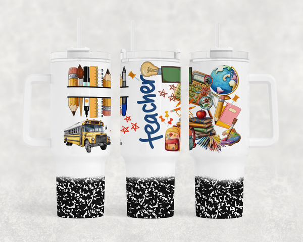 Teacher (ADD CUSTOM NAME TO THE NOTES) 40oz Sublimation Transfer or Finished Tumbler