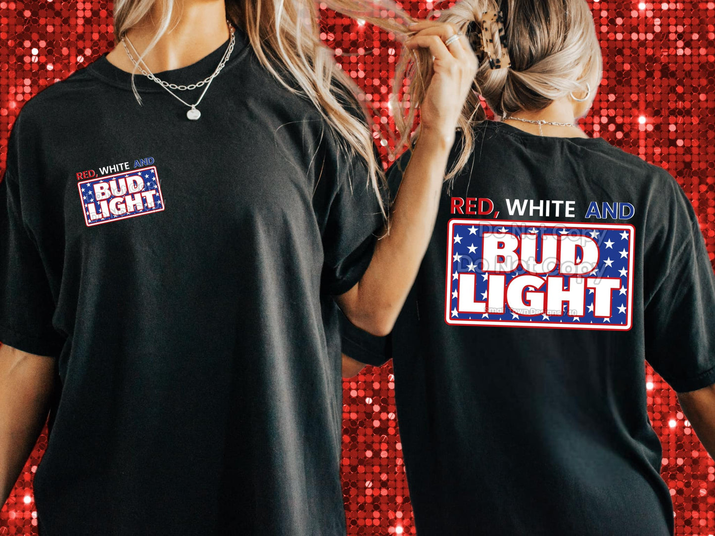 Red, White and Bud Light (FRONT AND BACK SET) DTF Transfer