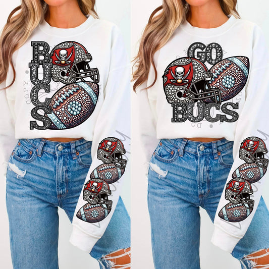 Rhinestone Faux Embroidery BUCS FOOTBALL DTF Transfer