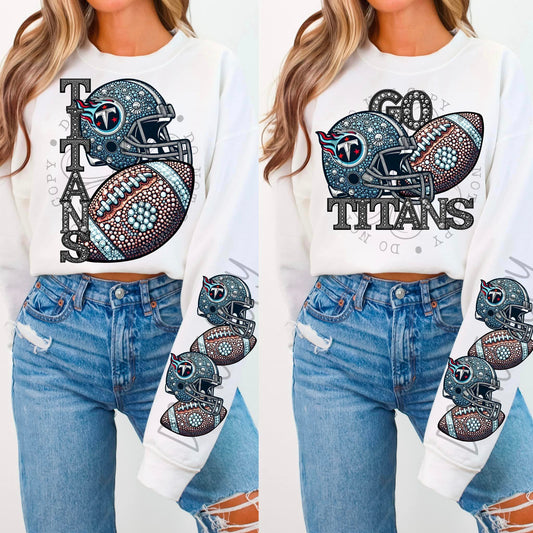 Rhinestone Faux Embroidery TITANS FOOTBALL DTF Transfer