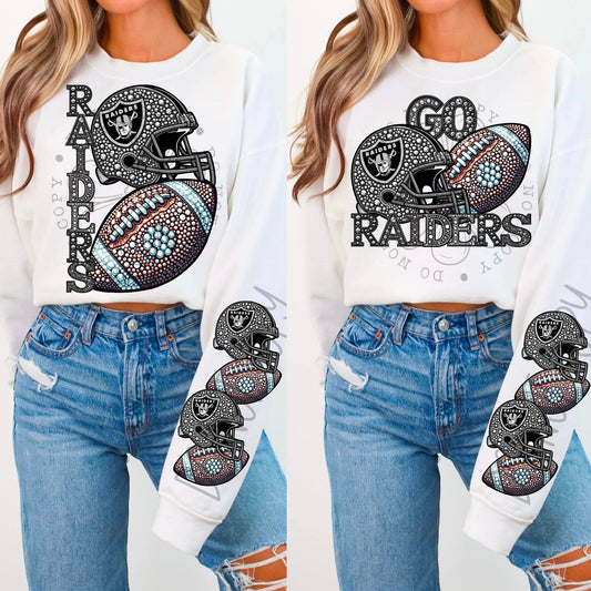 Rhinestone Faux Embroidery RAIDERS FOOTBALL DTF Transfer