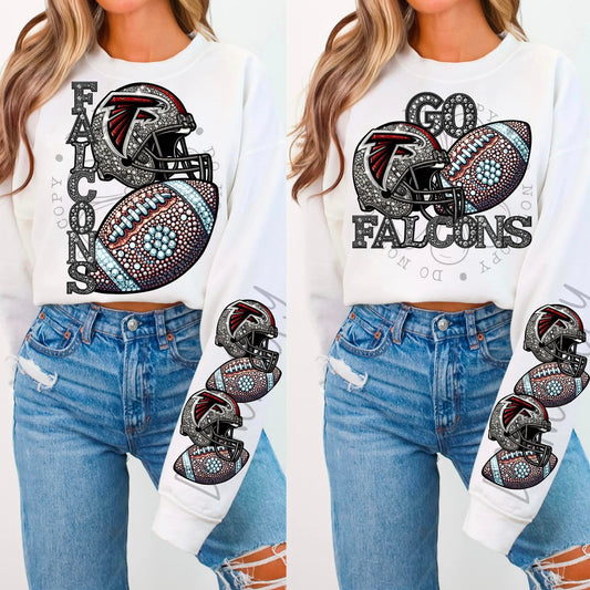 Rhinestone Faux Embroidery FALCONS FOOTBALL DTF Transfer