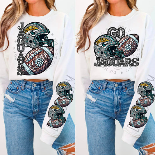 Rhinestone Faux Embroidery JAGUARS FOOTBALL DTF Transfer