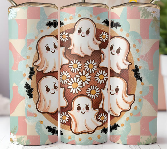 Circle daisy Ghost Tumbler Transfer or Finished Cup