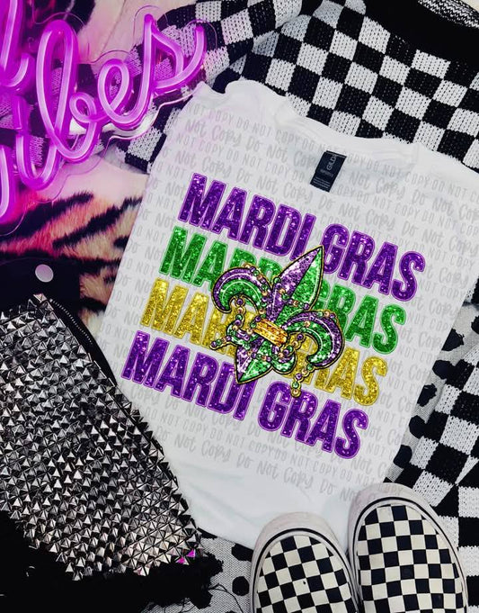 Mardi Gras Glitter Repeat DTF Transfer