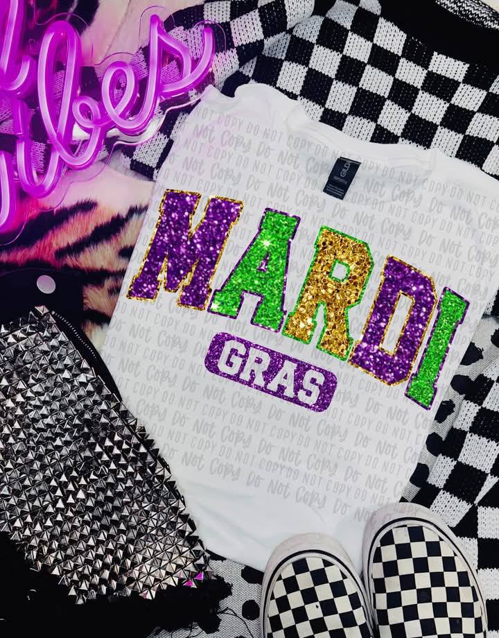 Mardi Gras Glitter DTF Transfer