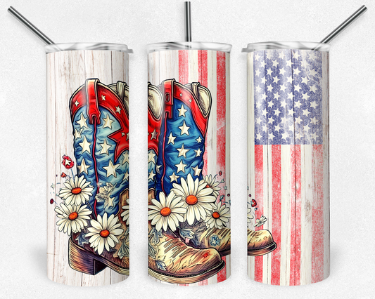 American 4th Boot TRANSFER or FINISHED Tumblers