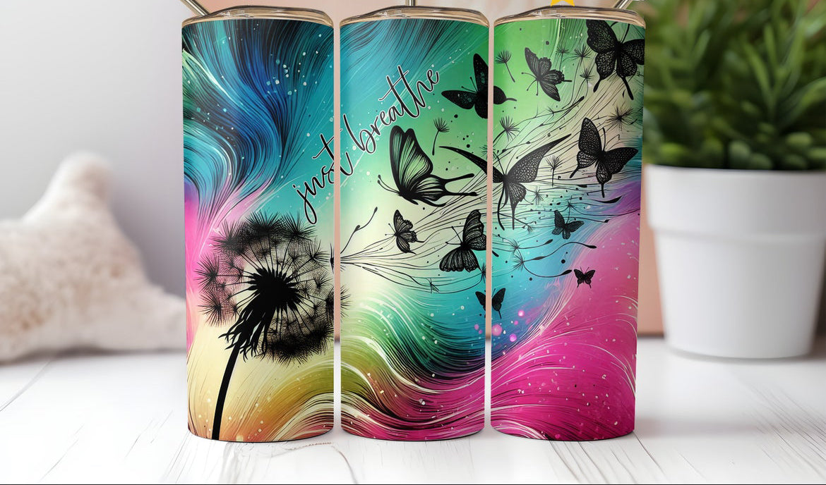 Colorful Just Breathe Sublimation Transfer or Finished Cup