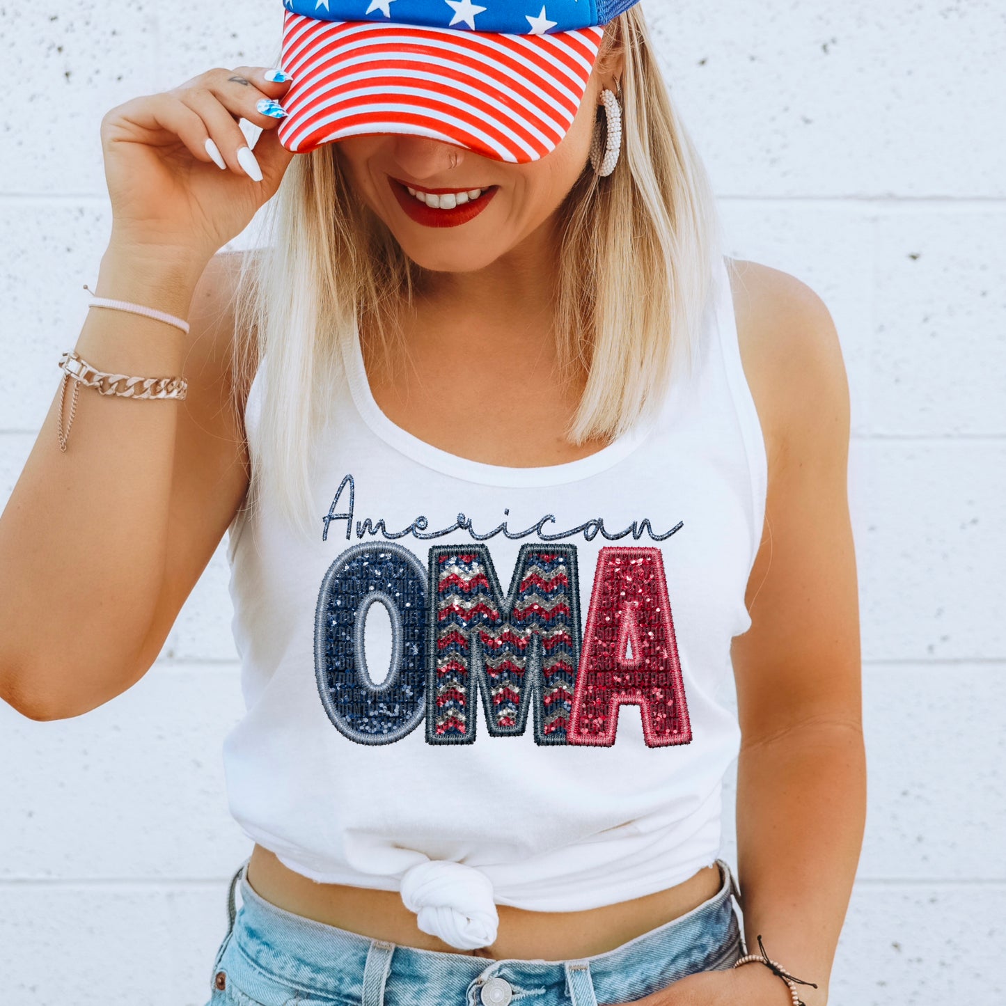America Faux Sequin Names DTF Transfer
