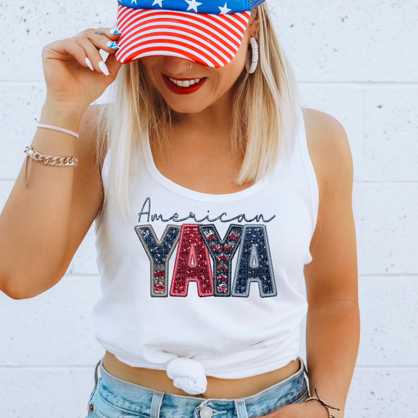 America Faux Sequin Names DTF Transfer