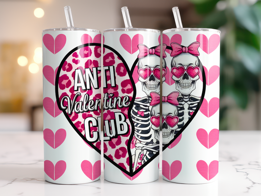 Anti- Valentines Club Sublimation Transfer or Finished Tumbler