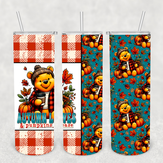 Autumn Daze Pooh Tumbler Transfer or Finished Cup