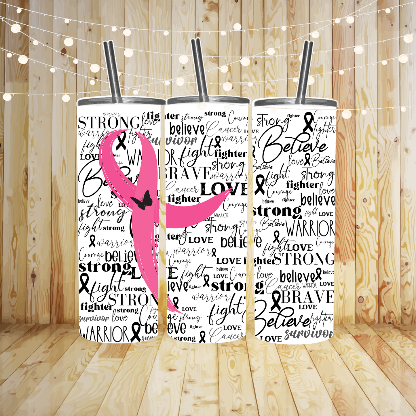 Breast Cancer Ribbon Sublimation Transfer or Finished Tumbler