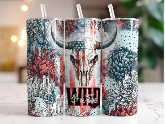 American Bull Wild and Free TRANSFER or FINISHED Tumblers