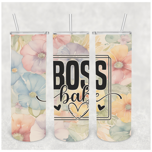 Boss Babe Floral Tumbler Transfer or Finished Cup