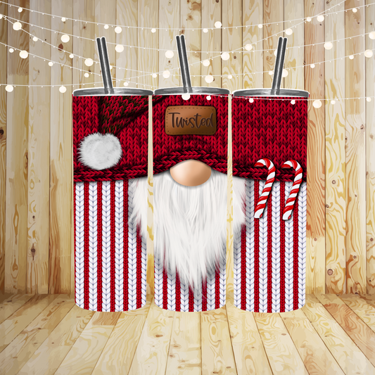 Candy Cane Gnome Sublimation TRANSFER or FINISHED Tumbler