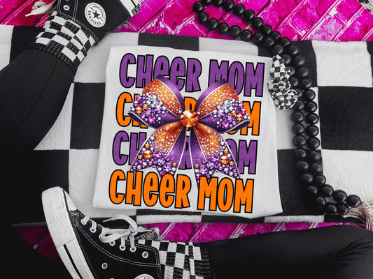 Purple/Orange Cheer Mom Bow DTF Transfer