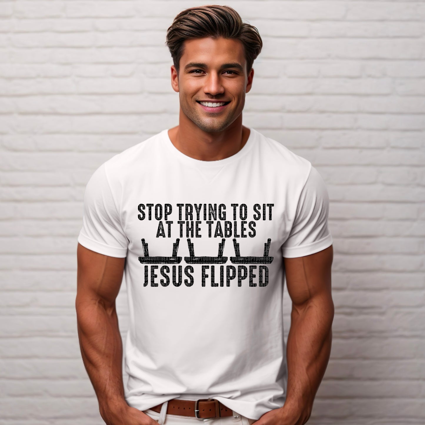 Stop Trying to Sit at Tables Jesus flipped DTF Transfer